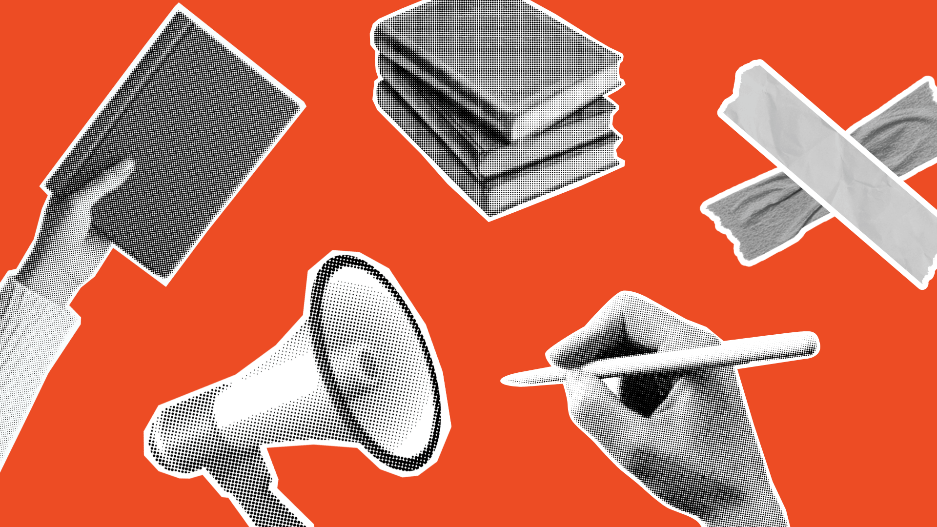 Collage of halftone books